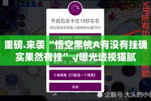 重磅.来袭“悟空黑桃A有没有挂确实果然有挂”√曝光透视猫腻