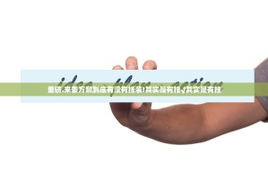 重磅.来袭万顺到底有没有挂装!其实是有挂√其实是有挂