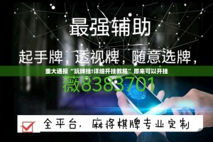 重大通报“玩牌挂!详细开挂教程”原来可以开挂