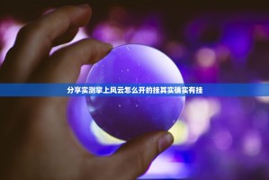 分享实测掌上风云怎么开的挂其实确实有挂