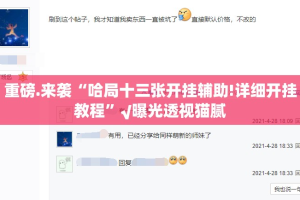 重磅.来袭“哈局十三张开挂辅助!详细开挂教程”√曝光透视猫腻