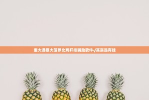 重大通报大菠萝比鸡开挂辅助软件√其实是有挂