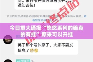 今日重大通报“悠悠系列的确真的有挂”原来可以开挂