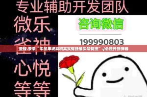 重磅.来袭“中至丰城麻将其实有挂确实是有挂”√必胜开挂神器