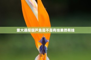 重大通报葫芦鱼是不是有挂果然有挂