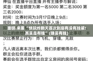 重磅.来袭“快玩炸翻天首次到底有没有挂装!其实是有挂”(确实有挂)