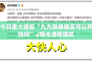 今日重大通报“九九茶楼确实可以开挂吗”√曝光透视猫腻