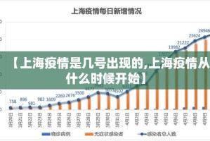 【上海疫情是几号出现的,上海疫情从什么时候开始】