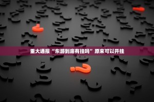重大通报“东游到底有挂吗”原来可以开挂