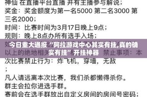 今日重大通报“阿拉游戏中心其实有挂,真的确实有挂”开挂神器
