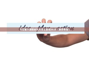 今日重大通报新九天怎么装挂2025（果然有挂）