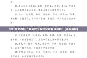 今日重大通报“中至武宁双扣究竟有没有挂”(确实有挂)