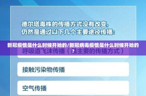 新冠疫情是什么时候开始的/新冠病毒疫情是什么时候开始的?