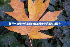 推荐一款湘叶娱乐真的有挂吗分享真的有挂给你