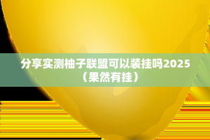 分享实测柚子联盟可以装挂吗2025（果然有挂）