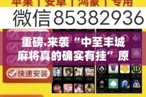 重磅.来袭“中至丰城麻将真的确实有挂”原来可以开挂