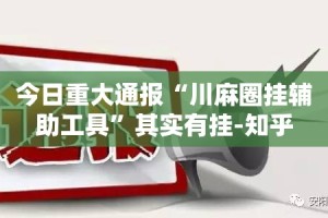 今日重大通报“川麻圈挂辅助工具”其实有挂-知乎