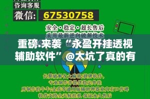 重磅.来袭“永盈开挂透视辅助软件”@太坑了真的有挂