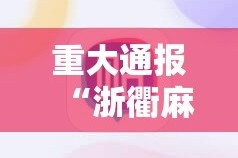 今日重大通报浙衢麻将有挂没有其实是有挂确实真的有挂