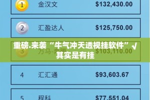 重磅.来袭“牛气冲天透视挂软件”√其实是有挂