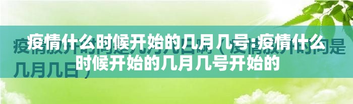 疫情什么时候开始的几月几号:疫情什么时候开始的几月几号开始的