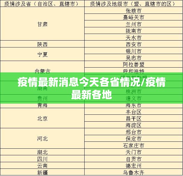 疫情最新消息今天各省情况/疫情最新各地