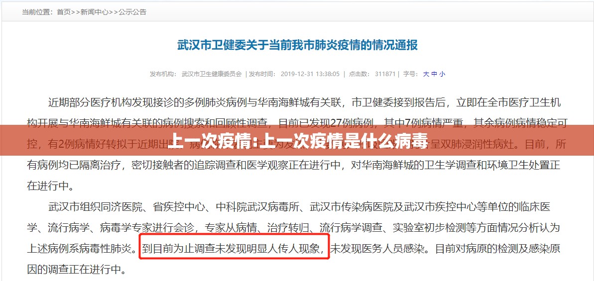 上一次疫情:上一次疫情是什么病毒