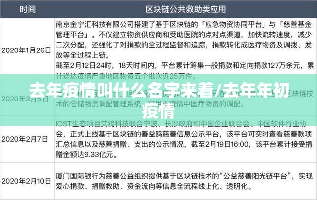 去年疫情叫什么名字来着/去年年初疫情
