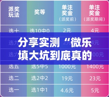 分享实测“微乐填大坑到底真的有挂吗2025”其实确实有挂