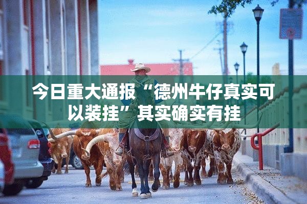 今日重大通报“德州牛仔真实可以装挂”其实确实有挂