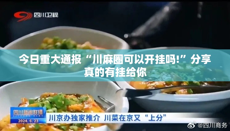 今日重大通报“川麻圈可以开挂吗!”分享真的有挂给你