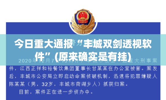 今日重大通报“丰城双剑透视软件”(原来确实是有挂)