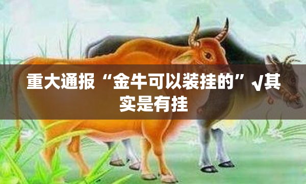 重大通报“金牛可以装挂的”√其实是有挂
