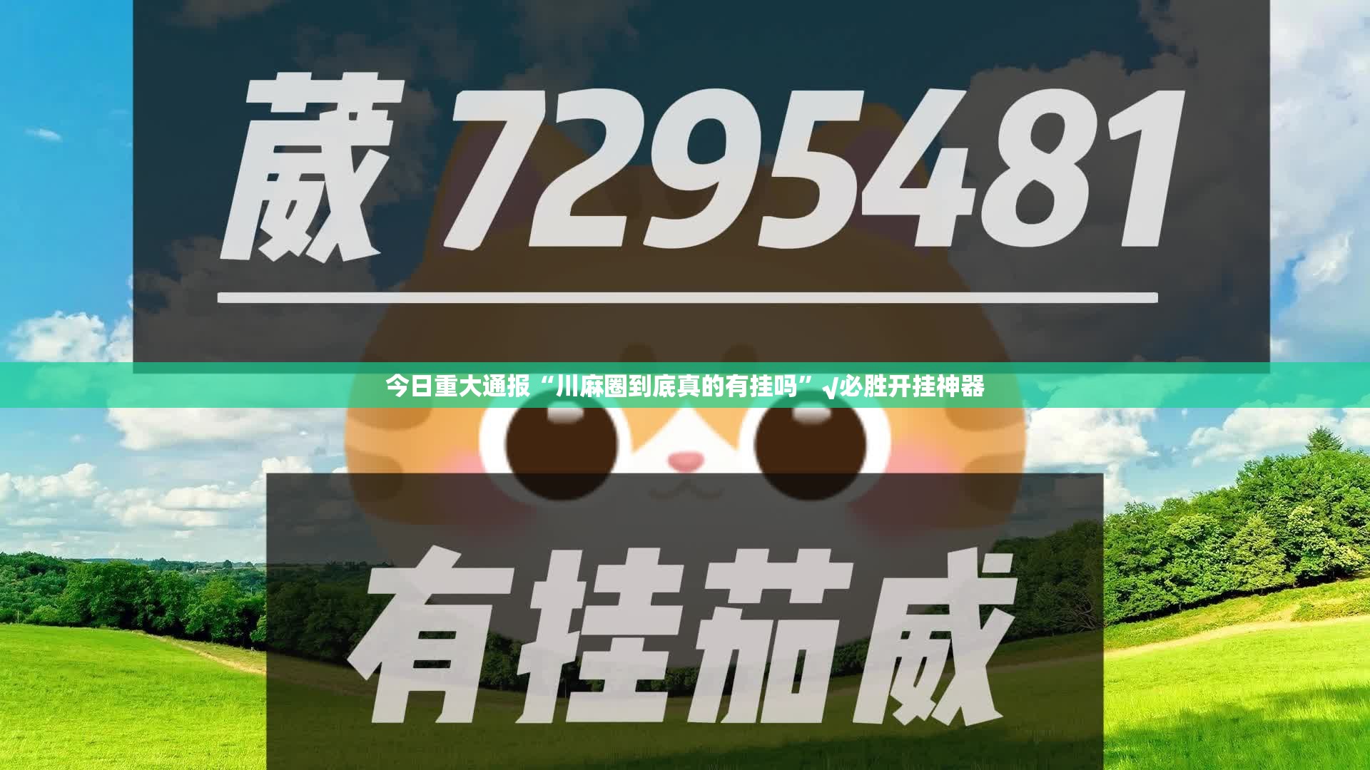 今日重大通报“川麻圈到底真的有挂吗”√必胜开挂神器