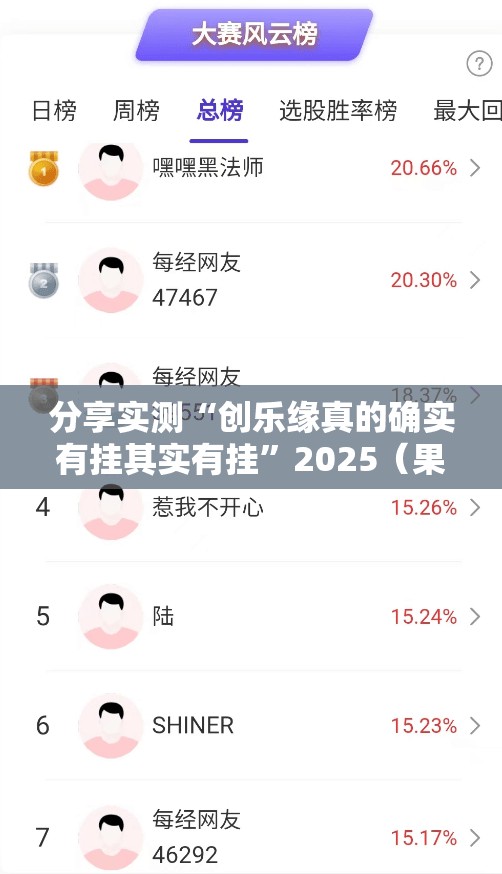 分享实测“创乐缘真的确实有挂其实有挂”2025（果然有挂）