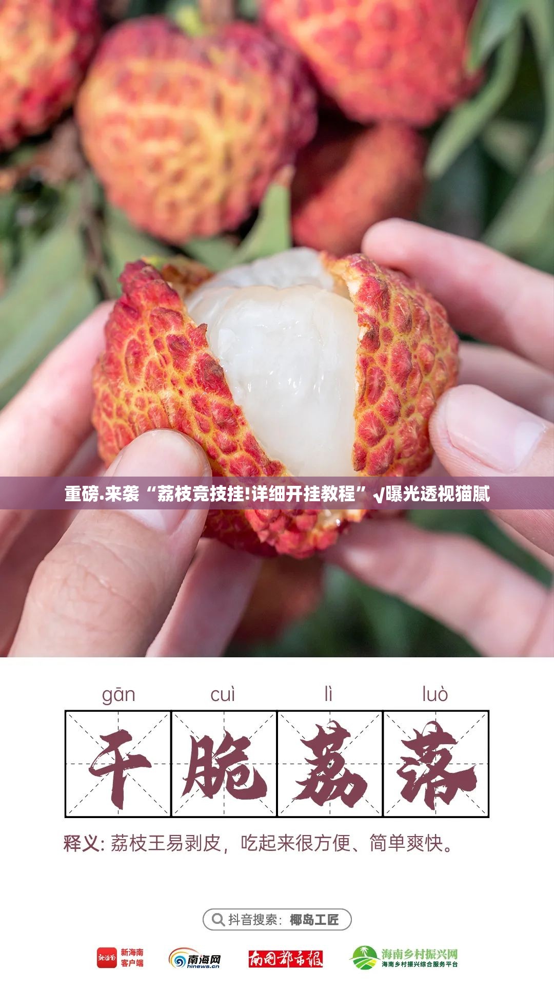 重磅.来袭“荔枝竞技挂!详细开挂教程”√曝光透视猫腻