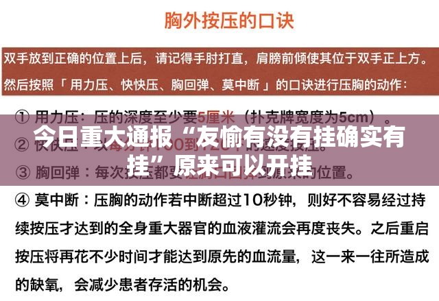 今日重大通报“友愉有没有挂确实有挂”原来可以开挂