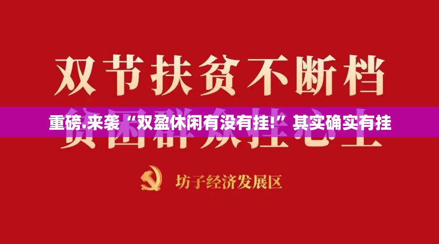 重磅.来袭“双盈休闲有没有挂!”其实确实有挂