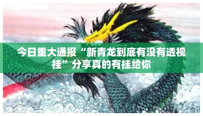 今日重大通报“新青龙到底有没有透视挂”分享真的有挂给你
