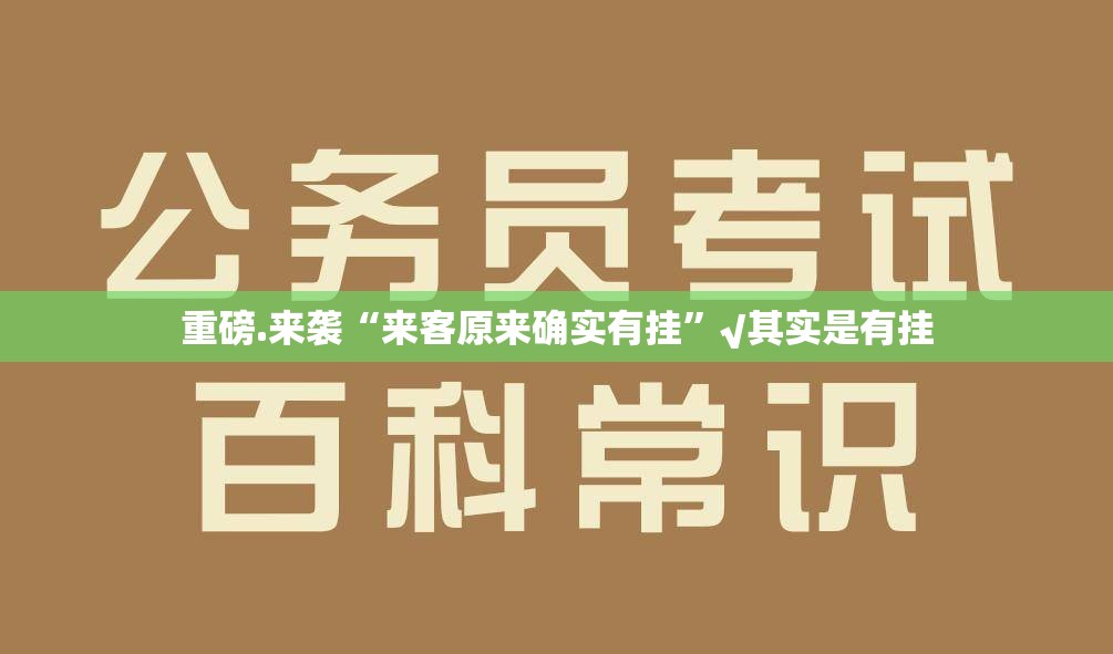 重磅.来袭“来客原来确实有挂”√其实是有挂