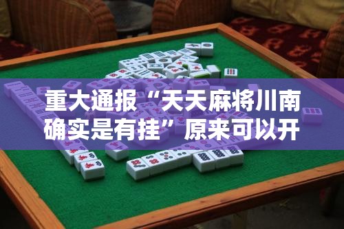 重大通报“天天麻将川南确实是有挂”原来可以开挂