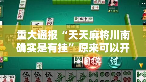 重大通报“天天麻将川南确实是有挂”原来可以开挂
