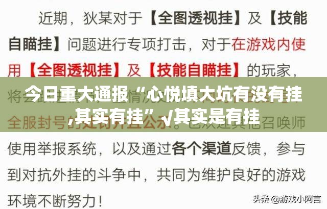 今日重大通报“心悦填大坑有没有挂,其实有挂”√其实是有挂