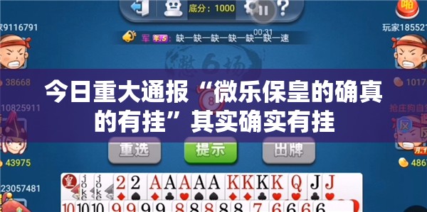 今日重大通报“微乐保皇的确真的有挂”其实确实有挂