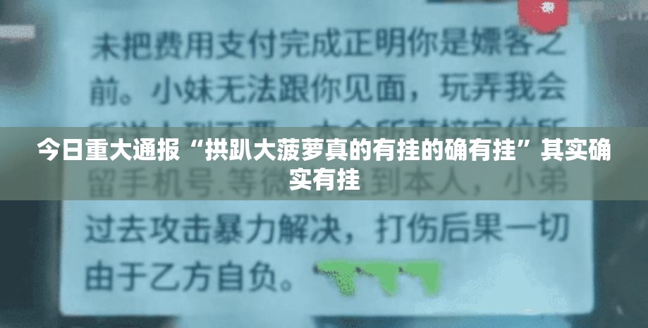 今日重大通报“拱趴大菠萝真的有挂的确有挂”其实确实有挂
