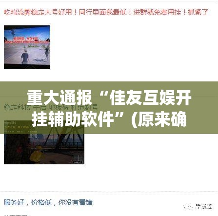 重大通报“佳友互娱开挂辅助软件”(原来确实是有挂)