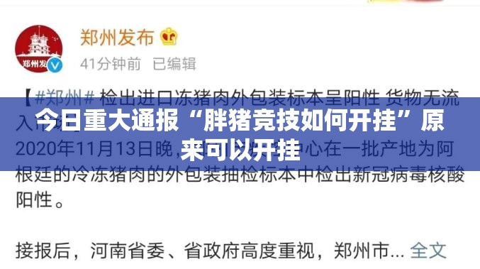 今日重大通报“胖猪竞技如何开挂”原来可以开挂