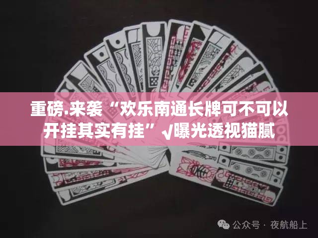 重磅.来袭“欢乐南通长牌可不可以开挂其实有挂”√曝光透视猫腻