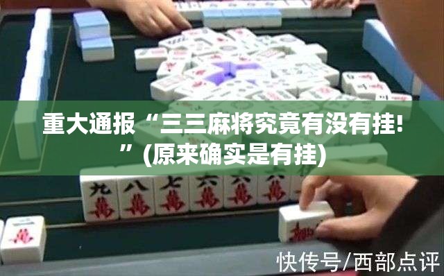 重大通报“三三麻将究竟有没有挂!”(原来确实是有挂) 重大通报“三三麻将究竟有没有挂!”(原来确实是有挂)