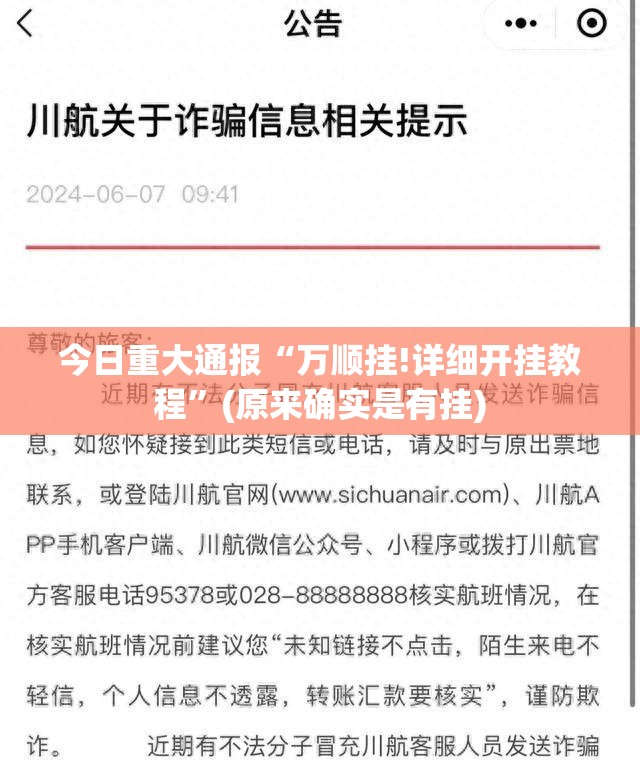 今日重大通报“万顺挂!详细开挂教程”(原来确实是有挂)